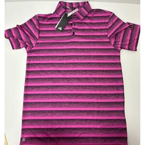 Adidas Mens Polo Two Color Golf SS Sports Fuchsia/Black Size Small HR8011